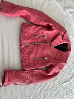 Authentic Balenciaga Black Lined Jacket with Pink Interior Accent